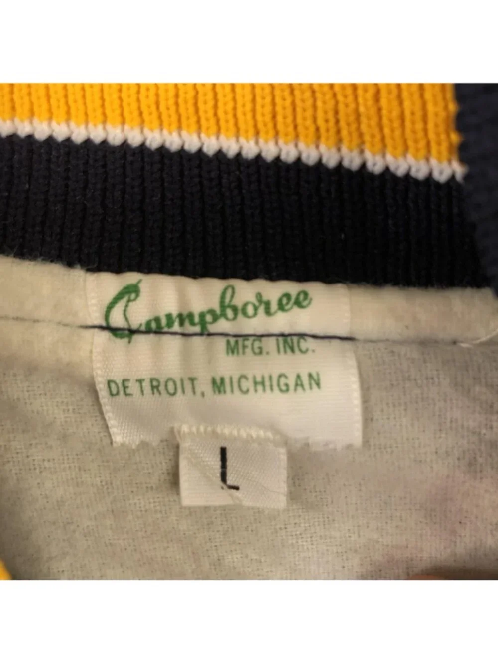 Vintage Michigan Bell Campboree Jacket Mens Large Blue Nylon 1/4 Zip Windbreaker